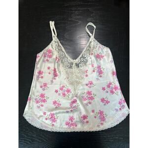Union Made- Slip Tank Top- white pink purple florals and laze CHANTILLY Sz 36
